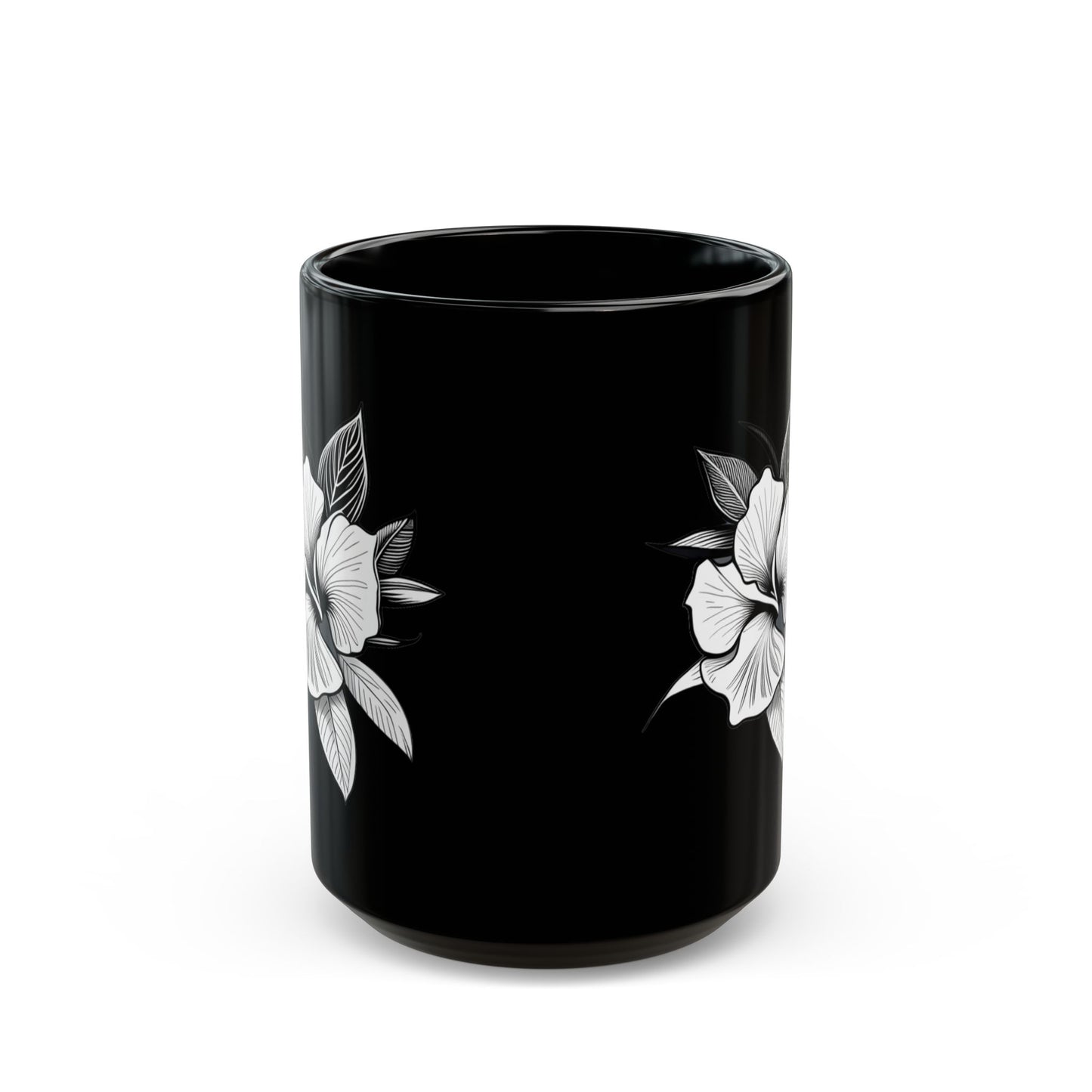 "Elegant Mug: White Orchid - Floral Delicacy for Your Moments", 11oz Black Mug