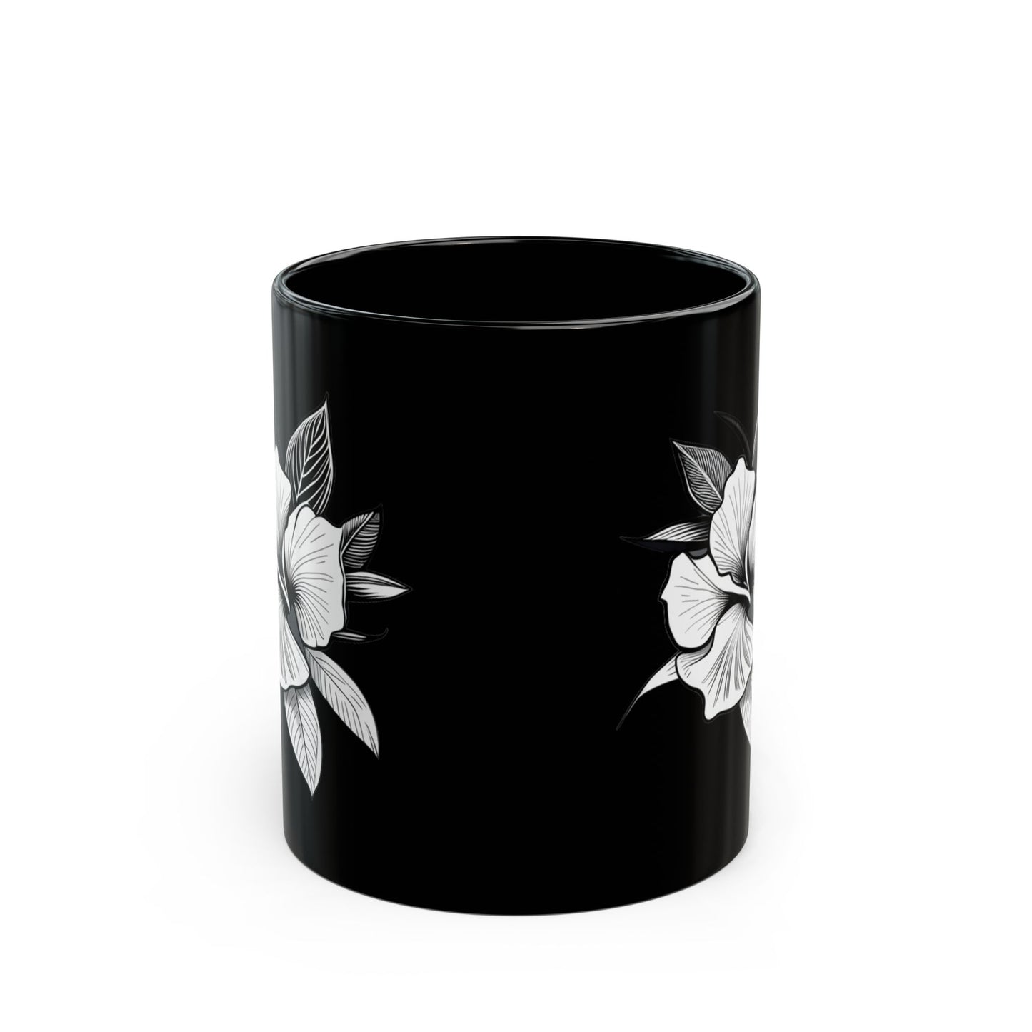 "Elegant Mug: White Orchid - Floral Delicacy for Your Moments", 11oz Black Mug