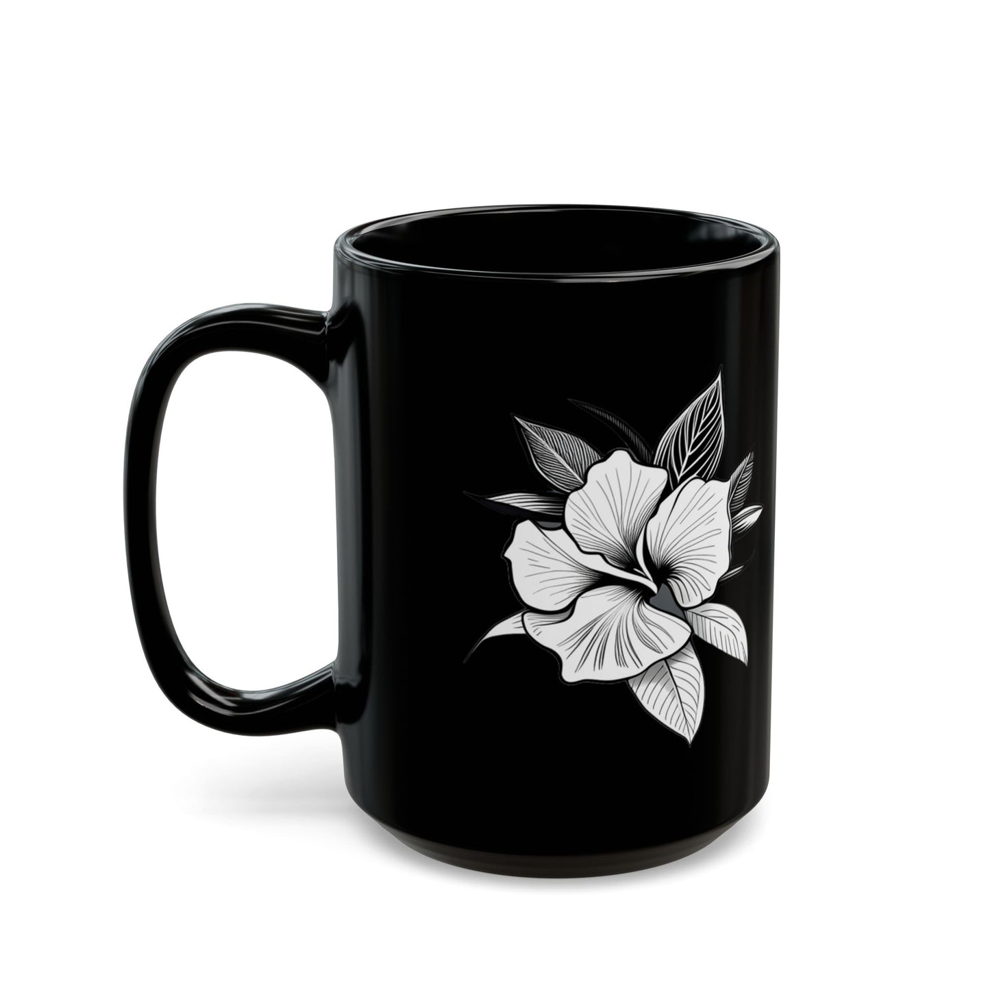 "Elegant Mug: White Orchid - Floral Delicacy for Your Moments", 11oz Black Mug