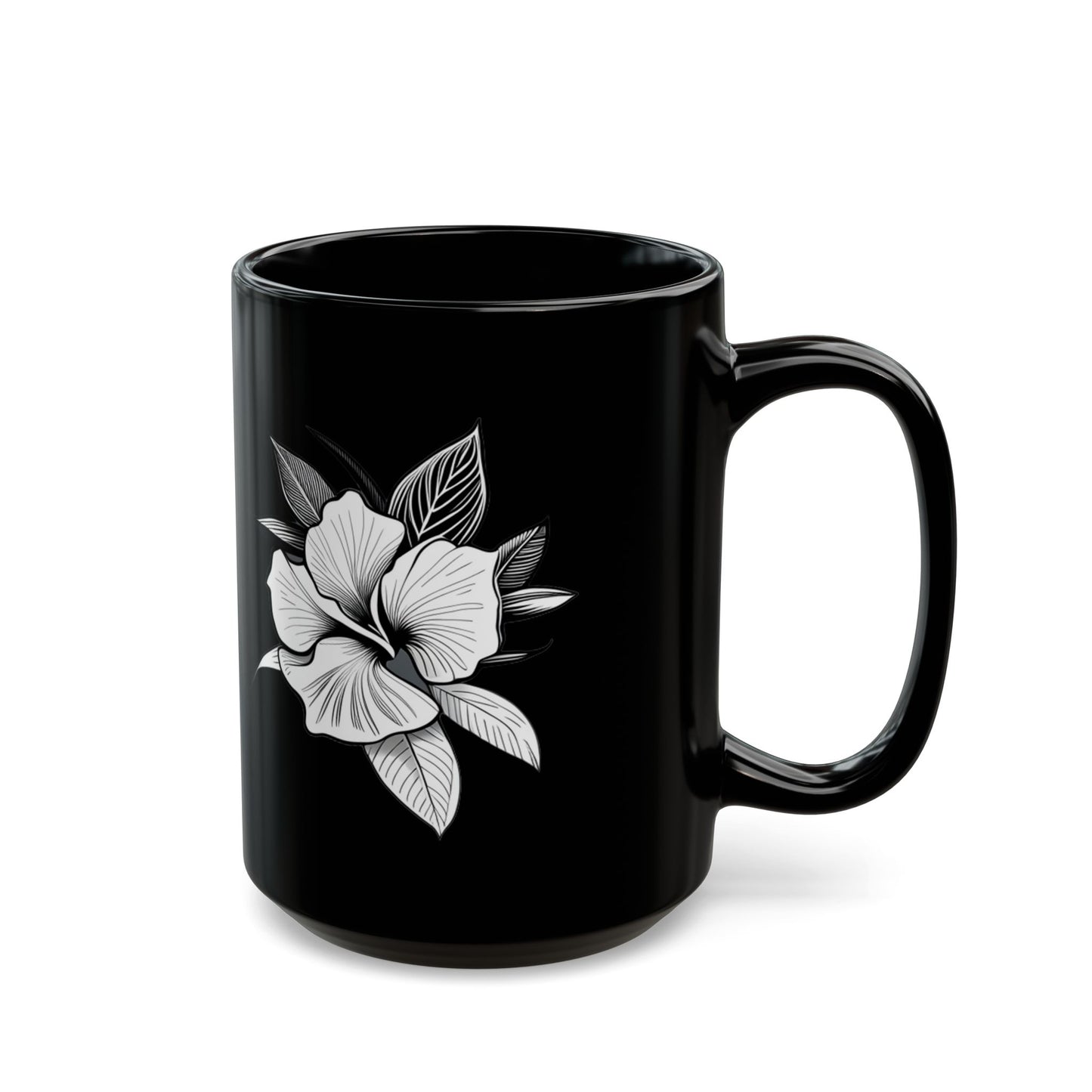 "Elegant Mug: White Orchid - Floral Delicacy for Your Moments", 11oz Black Mug